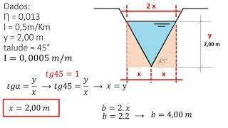 CONDUTOS LIVRES EXERCÍCIOS RESOLVIDOS CANAL TRIANGULAR [upl. by Yrot]