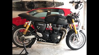 Triumph Thruxton R Zard 2 into 1 Cross Headers Full Exhaust [upl. by Aihtennek526]