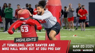 JT Tuimoloau Jack Sawyer join Mike Hall for defensive line workout at Ohio State’s pro day [upl. by Anhsirk174]