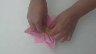 How to fold an origami cherry blossom flower napkin [upl. by Wahlstrom]