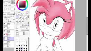 Drawing Amy Rose Paint Tool SAI [upl. by Northey112]