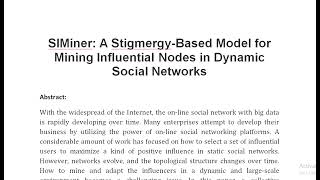 SIMiner A Stigmergy Based Model for Mining Influential Nodes in Dynamic Social Networks [upl. by Flosi]