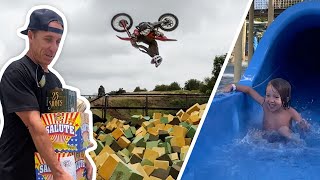 Learning To Backflip 75ft at The MaddHouse Foam Pit Almost Caught On Fire [upl. by Justinian396]