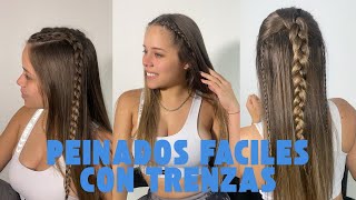 3 Peinados Casuales con Cabello Suelto  Trenzas Faciles y Rapidas [upl. by Giavani55]