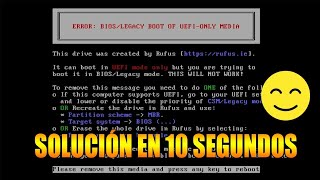 Error Bios Legacy Boot of Uefi Only Media SOLUCIÓN [upl. by Notsgnal]