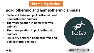 Thermoregulation in poikilothermic and homeothermic animals msc [upl. by Attenehs]