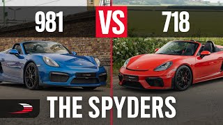 Porsche Boxster Spyder 981 and 718 Spyder comparison [upl. by Otcefrep827]