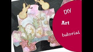 Osterkarte Puzzleteil Ostern Tutorial DIY [upl. by Weinberg531]