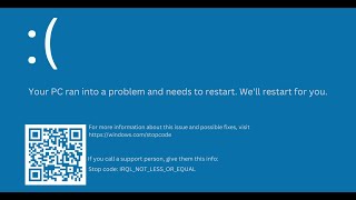 Fix ntoskrnlexe IRQLNOTLESSOREQUAL Blue Screen CrashBSOD Error On Windows PC [upl. by Sirroned133]