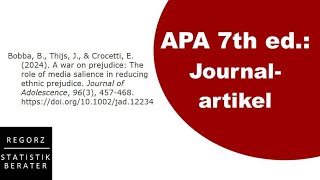 APA7 Journalartikel im Literaturverzeichnis  Regeln und Fehlerquellen [upl. by Nois]