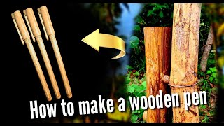 How to make a wooden pen with bamboo stick  pen making video  Hand made pen  Excellent craft work [upl. by Doubler]