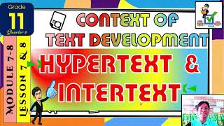 READING AND WRITING SKILLS  CONTEXT OF TEXT DEVELOPMENT HYPERTEXT AND INTERTEXT [upl. by Desdee]