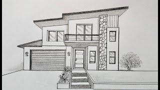 How to draw a house in one point perspective [upl. by Ennylyak]