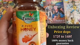 Zandu Pure Honey 500g Unboxing Review in hindi  Best honey brand  Honey benefits  shahad honey [upl. by Emylee]