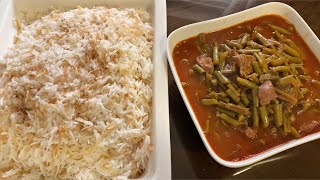 الفاصوليا الخضرا باللحمة والرز بشعيرية  Fasolia Green Beans Recipe [upl. by Brunk]