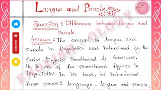 Q Difference between Langue amp Parole  Linguistics  English Dept  Honours 3rd year [upl. by Abigale44]