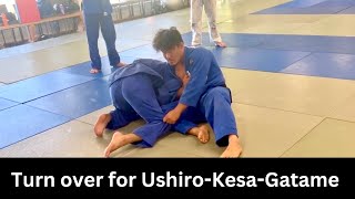 Judo Newaza Kokushikan’s technique Turn over for UshiroKesaGatame [upl. by Idarb475]