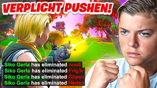 Ik moet IEDEREEN VERPLICHT PUSHEN in een €100000 Fortnite Toernooi 😈 [upl. by Jestude]