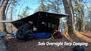 Solo Overnight Camping  Bushcraft Tarp Shelter [upl. by Acinod]