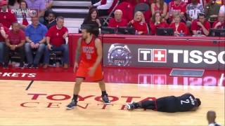 Patrick Beverley Gets Rocked By Steven Adams Screen Thunder vs Rockets R1G1 April 16 2017 [upl. by Arikat42]