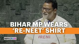 WATCH Bihar MP Wears ReNEET Shirt At Oath Taking  Pappu Yadav Oath Taking Full Video [upl. by Cherish]