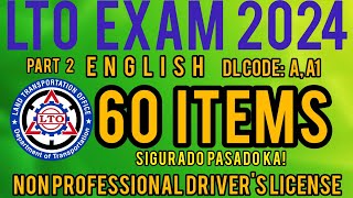 LTO NONPROFESSIONAL EXAM REVIEWER 2024  CODE A A1  ENGLISH PART 2 [upl. by Zap604]