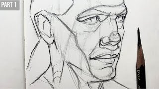 Part 1 How to Draw Face with the Loomis method  Reilly proportions [upl. by Sadella]