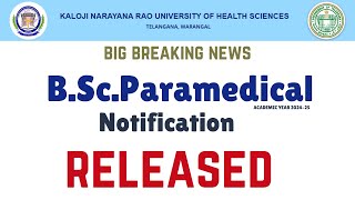 KNRUHS BScParamedical AHS 202425 admission Notification released knruhs bscparamedical [upl. by Abdulla992]