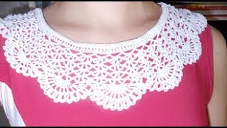 Воротник Крючком на Платье  2020  Collar Crochet on Dress  Häkelkragen auf Kleid [upl. by Notpmah]