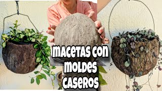 HAZ tus PROPIAS MACETAS con moldes CASEROS haz tus propias macetas COLGANTES [upl. by Avad]