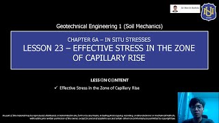 Geotechnical Engg 1 Soil Mechanics  Effective Stress in the Zone of Capillary Rise [upl. by Nielsen]