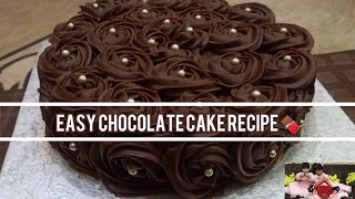 How to make chocolate rosette cake  Basic chocolate sponge cake recipe  Chocolate GenacheBirthday [upl. by Adrell]