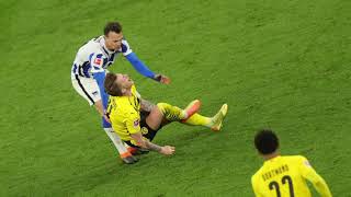 MARCO REUS BADLY INJURED WITH HERTHA BERLINS DARIDA AS BRANDT SCORES THE WINNER GOAL FOR DORTMUND [upl. by Airenahs]