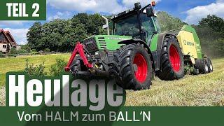 FarmVlog 034  1 Schnitt Heulage vom Halm zum Balln Teil 2 [upl. by Prudi]