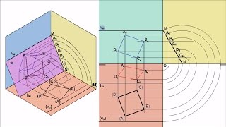 Abatir un plano paralelo a la línea de tierra sobre el plano horizontal [upl. by Toblat]