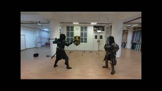 Bastet Knights Harnischfechten Sparring Naginata vs Zweihander Kumo and paco 20231119 [upl. by Winer]