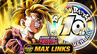 GOHAN EXPLODES 10TH ANNIVERSARY BUFFS LEVEL 10 LINKS 100 EZA LR AGL SSJ2 GOHAN Dokkan Battle [upl. by Relluf189]