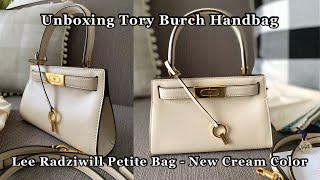 Tory Burch Lee Radziwill Petite Bag  New Cream Color I Unboxing [upl. by Kalman75]