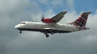 Loganair ATR 42500 GLMRA Landing London Heathrow 27R [upl. by Richter]