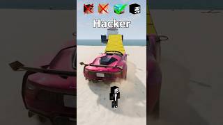 NOOB vs Girl vs PRO vs HACKER Car Jump Challenge 😎 🚗 shorts beamngdrive [upl. by Rusell4]