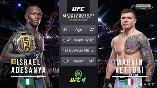 ISRAEL ADESANYA VS MARVIN VETTORI 2 FULL FIGHT UFC 263 [upl. by Giglio]