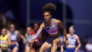 Sydney McLaughlinLevrone 400m hurdles battle at Paris 2024 by reaching semifinals  olympicgames [upl. by Ocsicnarf]