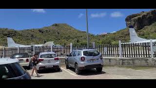 Scary Nose Wheel First Winair Twin Otter Landing In St Barth [upl. by Eixel]