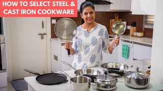 How to Choose Right Steel amp Cast Iron Cookware  Best Cookers Pans Kadais amp Tawas [upl. by Marketa329]