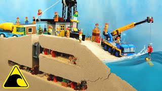 Lego Mine Flood Disaster  Tsunami Dam Breach Experiment  Wave Machine VS Emerald Mine [upl. by Jeconiah382]