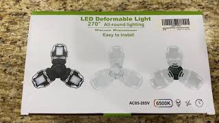 LED Garage Lights 80W 8000LM Deformable Garage Ceiling Light Review Unboxing [upl. by Atterrol]