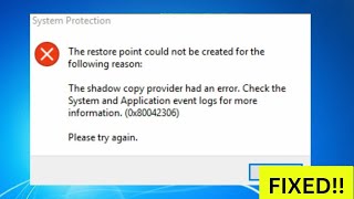 How To Fix quotCannot Create Restore Point 0x80042306quot Error in Windows [upl. by Susana]