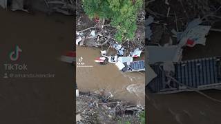 Asheville drone footage of S Tunnel RdSwannanoa River Rd after Hurricane Helene 😢 hurricane [upl. by Anayra848]