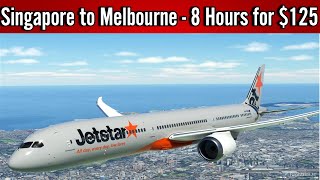 Surprisingly Great Jetstar B787 Singapore to Melbourne Australia [upl. by Aneeuqal]