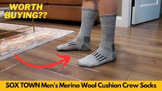 Worth It SOX TOWN Mens Merino Wool Cushion Crew Socks Moisture Wicking Control for Outdoor Hiking [upl. by Yhprum]